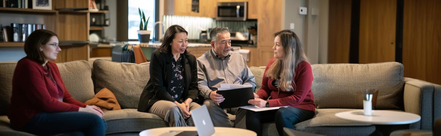 A caregiver consulting with a healthcare provider about stress assessment and support options.