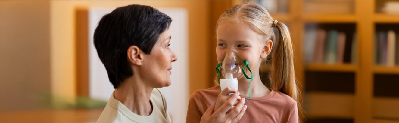 A patient undergoing a nitric oxide breath test to assess airway inflammation and asthma management.